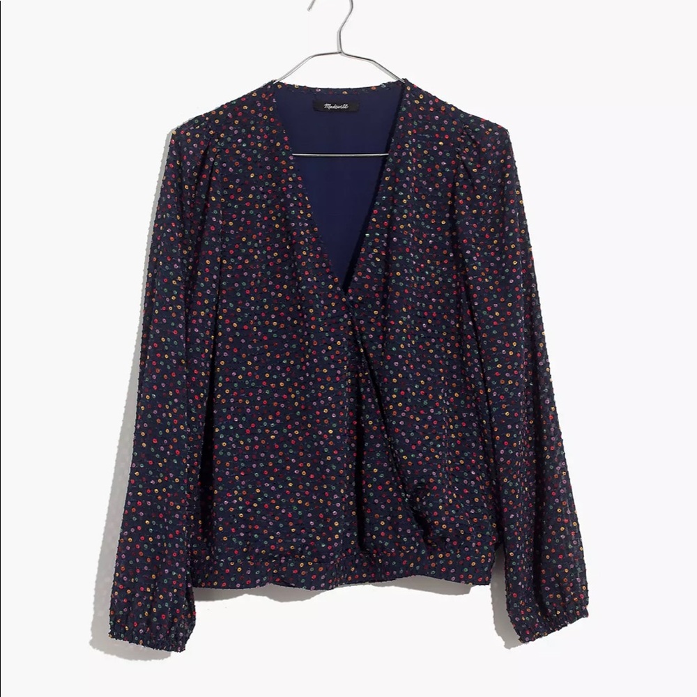 Like New XL Madewell Lyric Wrap Top in Sugar Dot